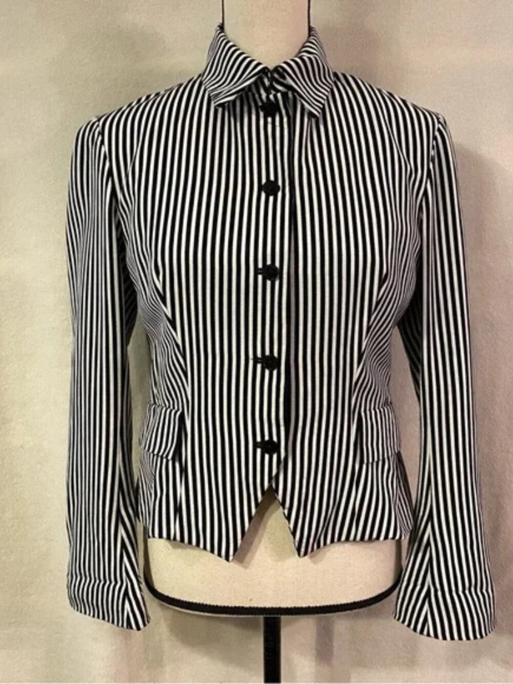 Ralph Lauren black label black and white striped peplum blazer